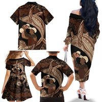Father's Day Polynesian Pattern Family Matching Off The Shoulder Long Sleeve Dress and Hawaiian Shirt Tropical Humpback Whale LT7 - Polynesian Pride