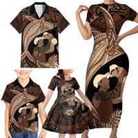Father's Day Polynesian Pattern Family Matching Short Sleeve Bodycon Dress and Hawaiian Shirt Tropical Humpback Whale LT7 - Polynesian Pride