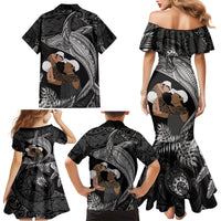 Father's Day Polynesian Pattern Family Matching Mermaid Dress and Hawaiian Shirt Tropical Humpback Whale - Black LT7 - Polynesian Pride