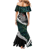Personalized NZ Darts Family Matching Mermaid Dress and Hawaiian Shirt Paua Shell Maori Koru Whakairo LT7 - Polynesian Pride