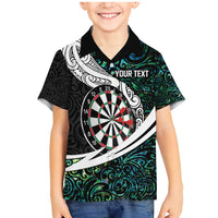 Personalized NZ Darts Family Matching Mermaid Dress and Hawaiian Shirt Paua Shell Maori Koru Whakairo LT7 Son's Shirt Colorful - Polynesian Pride