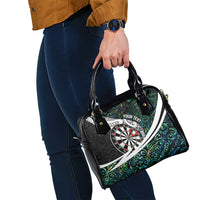 Personalized NZ Darts Shoulder Handbag Paua Shell Maori Koru Whakairo - Polynesian Pride