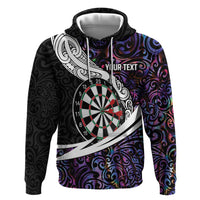 Personalized NZ Darts Hoodie Paua Shell Maori Koru Whakairo - Purple - Polynesian Pride