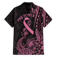Polynesian Pink Power Family Matching Off The Shoulder Long Sleeve Dress and Hawaiian Shirt Breast Cancer Ribbon Turtle and Flowers LT7 - Polynesian Pride