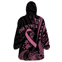 Polynesian Pink Power Wearable Blanket Hoodie Breast Cancer Ribbon Turtle and Flowers LT7 - Polynesian Pride