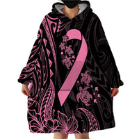 Polynesian Pink Power Wearable Blanket Hoodie Breast Cancer Ribbon Turtle and Flowers LT7 - Polynesian Pride