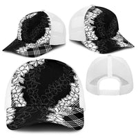 Hawaii Aloha Plumeria Lei Black Palaka Baseball Net Cap - Polynesian Pride