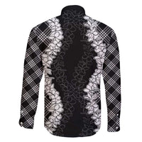 Hawaii Aloha Plumeria Lei Black Palaka Family Matching Long Sleeve Bodycon Dress and Hawaiian Shirt LT7 - Polynesian Pride