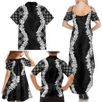Hawaii Aloha Plumeria Lei Black Palaka Family Matching Summer Maxi Dress and Hawaiian Shirt LT7 - Polynesian Pride