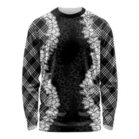 Hawaii Aloha Plumeria Lei Black Palaka Long Sleeve Shirt - Polynesian Pride