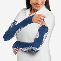 Hawaii Aloha Plumeria Lei Navy Palaka Arm Sleeves - Polynesian Pride