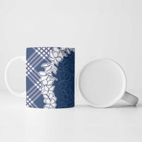 Hawaii Aloha Plumeria Lei Navy Palaka Ceramic Mug - Polynesian Pride