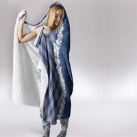 Hawaii Aloha Plumeria Lei Navy Palaka Hooded Blanket - Polynesian Pride