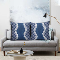 Hawaii Aloha Plumeria Lei Navy Palaka Pillow Cover - Polynesian Pride