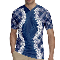 Hawaii Aloha Plumeria Lei Navy Palaka Rugby Jersey - Polynesian Pride