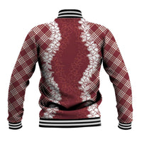 Hawaii Aloha Plumeria Lei Scarlet Palaka Baseball Jacket - Polynesian Pride