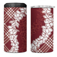 Hawaii Aloha Plumeria Lei Scarlet Palaka 4 in 1 Can Cooler Tumbler LT7 One Size: 16 oz Scarlet - Polynesian Pride