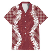 Hawaii Aloha Plumeria Lei Scarlet Palaka Family Matching Mermaid Dress and Hawaiian Shirt LT7 Dad's Shirt - Short Sleeve Scarlet - Polynesian Pride
