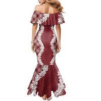 Hawaii Aloha Plumeria Lei Scarlet Palaka Family Matching Mermaid Dress and Hawaiian Shirt LT7 - Polynesian Pride