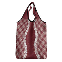 Hawaii Aloha Plumeria Lei Scarlet Palaka Grocery Bag - Polynesian Pride