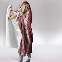 Hawaii Aloha Plumeria Lei Scarlet Palaka Hooded Blanket - Polynesian Pride