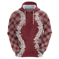 Hawaii Aloha Plumeria Lei Scarlet Palaka Hoodie - Polynesian Pride