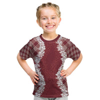 Hawaii Aloha Plumeria Lei Scarlet Palaka Kid T Shirt - Polynesian Pride
