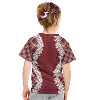 Hawaii Aloha Plumeria Lei Scarlet Palaka Kid T Shirt - Polynesian Pride