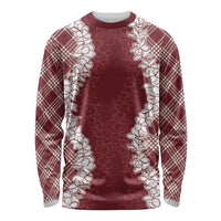 Hawaii Aloha Plumeria Lei Scarlet Palaka Long Sleeve Shirt - Polynesian Pride