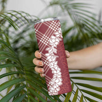 Hawaii Aloha Plumeria Lei Scarlet Palaka Skinny Tumbler LT7 - Polynesian Pride