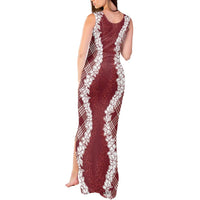 Hawaii Aloha Plumeria Lei Scarlet Palaka Tank Maxi Dress - Polynesian Pride