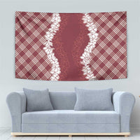 Hawaii Aloha Plumeria Lei Scarlet Palaka Tapestry - Polynesian Pride