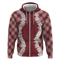 Hawaii Aloha Plumeria Lei Scarlet Palaka Zip Hoodie - Polynesian Pride