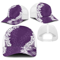 Hawaii Aloha Plumeria Lei Violet Palaka Baseball Net Cap - Polynesian Pride