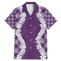 Hawaii Aloha Plumeria Lei Violet Palaka Family Matching Mermaid Dress and Hawaiian Shirt LT7 Dad's Shirt - Short Sleeve Violet - Polynesian Pride