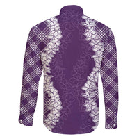 Hawaii Aloha Plumeria Lei Violet Palaka Family Matching Short Sleeve Bodycon Dress and Hawaiian Shirt LT7 - Polynesian Pride