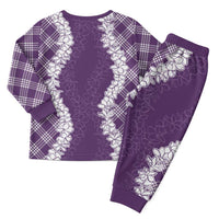Hawaii Aloha Plumeria Lei Violet Palaka Christmas Pajama Set - Polynesian Pride