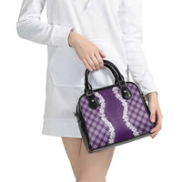 Hawaii Aloha Plumeria Lei Violet Palaka Shoulder Handbag - Polynesian Pride