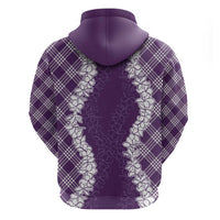 Hawaii Aloha Plumeria Lei Violet Palaka Zip Hoodie - Polynesian Pride