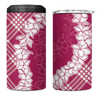 Hawaii Aloha Plumeria Lei Fuschia Palaka 4 in 1 Can Cooler Tumbler LT7 One Size: 16 oz Fuschia - Polynesian Pride
