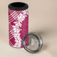 Hawaii Aloha Plumeria Lei Fuschia Palaka 4 in 1 Can Cooler Tumbler LT7 - Polynesian Pride