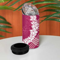 Hawaii Aloha Plumeria Lei Fuschia Palaka 4 in 1 Can Cooler Tumbler LT7 - Polynesian Pride