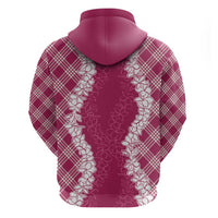 Hawaii Aloha Plumeria Lei Fuschia Palaka Hoodie - Polynesian Pride