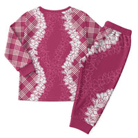 Hawaii Aloha Plumeria Lei Fuschia Palaka Christmas Pajama Set - Polynesian Pride
