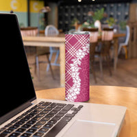 Hawaii Aloha Plumeria Lei Fuschia Palaka Skinny Tumbler LT7 - Polynesian Pride