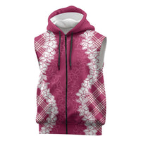 Hawaii Aloha Plumeria Lei Fuschia Palaka Sleeveless Zip Hoodie LT7 Fuschia - Polynesian Pride