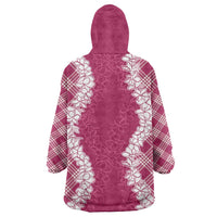 Hawaii Aloha Plumeria Lei Fuschia Palaka Wearable Blanket Hoodie LT7 - Polynesian Pride