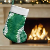 Hawaii Aloha Plumeria Lei Green Palaka Christmas Stocking - Polynesian Pride