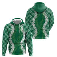 Hawaii Aloha Plumeria Lei Green Palaka Zip Hoodie - Polynesian Pride