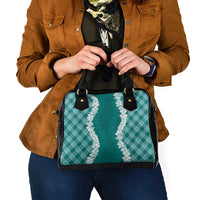 Hawaii Aloha Plumeria Lei Teal Palaka Shoulder Handbag - Polynesian Pride